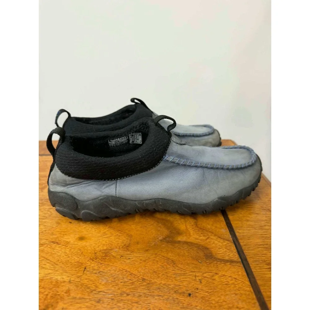 Teva Mens 8 Womens 9.5 Blue Grey Leather Slip‎ On Outdoor Loafers Hiking
